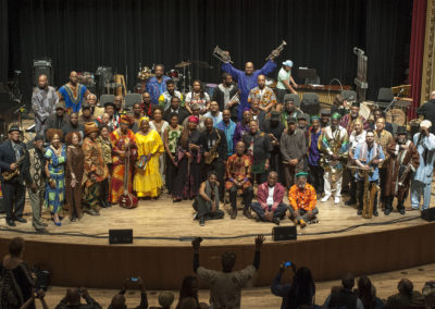 50 AACM members celebrate the 50th anniversary of the AACM, Mandel Hall, Chicago, April 2015. Photo by Tony Smith