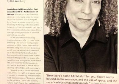 Iqua Colson featured in Jazziz magazine, with her portrait
