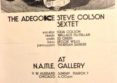 Flyer: The Adegoke Steve Colson Sextet at N.A.M.E. Gallery