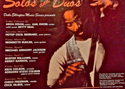 Flyer: Solos and Duos, Duke Ellington Music Society