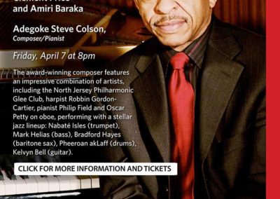 NJPAC flyer: Adegoke Steve Colson, Here Is the Place, Our City