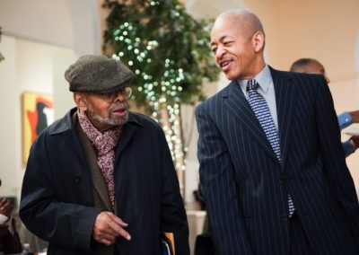 Ade with Amiri Baraka after a panel discussion on the significance of Amiri's book 'Blues People' on the 50th Anniversary of the publishing of Blues People