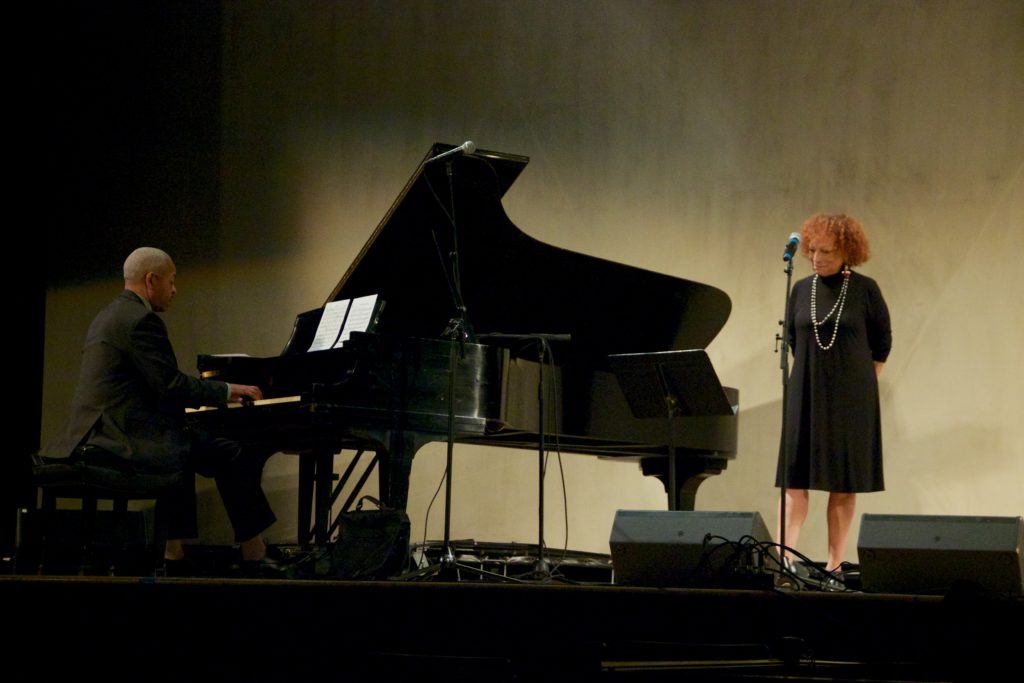 Adegoke Steve Colson at the piano and Iqua Colson singing, Sarah Vaughan Concert Hall, Newark Symphony Hall, October 2014.