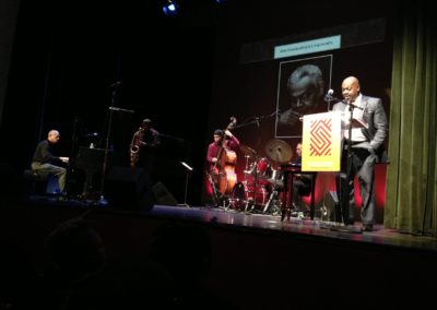 Ras Baraka pays tribute to father Amiri Baraka with BluArk at Schomburg Center in Harlem with Ade, Gene Ghee, Calvin Jones, Greg Bufford