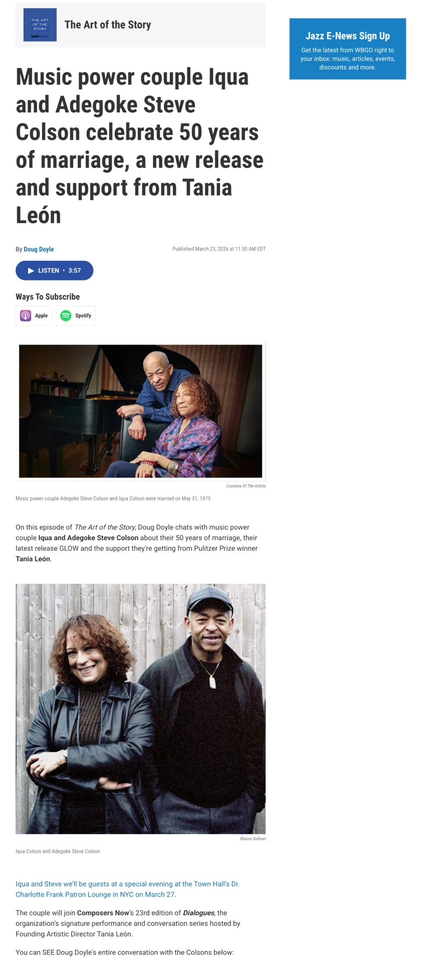 Iqua Colson and Adegoke Steve Colson, WBGO interview